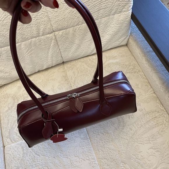 Nwt Genuine Leather Burgundy Bag - Picture 2 of 7